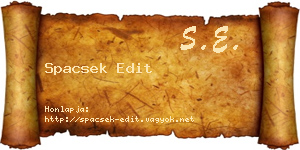Spacsek Edit névjegykártya